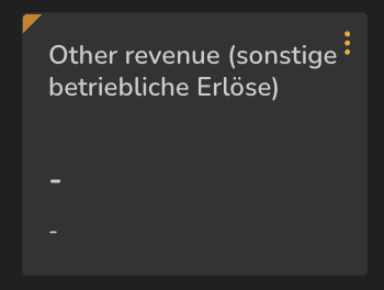 A KPI tile titled Other revenue showing dashes and no exclamation mark.